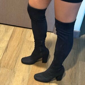 long suede navy boots